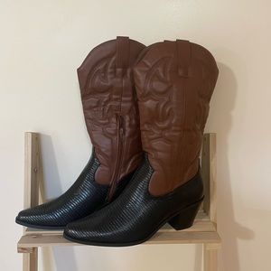 black brown mid-calf cowboy boot size 8.5